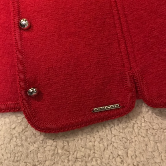 Geiger Tyro Austria Womens Red 100% Wool Cropped Jacket Size 42 - Picture 3 of 5